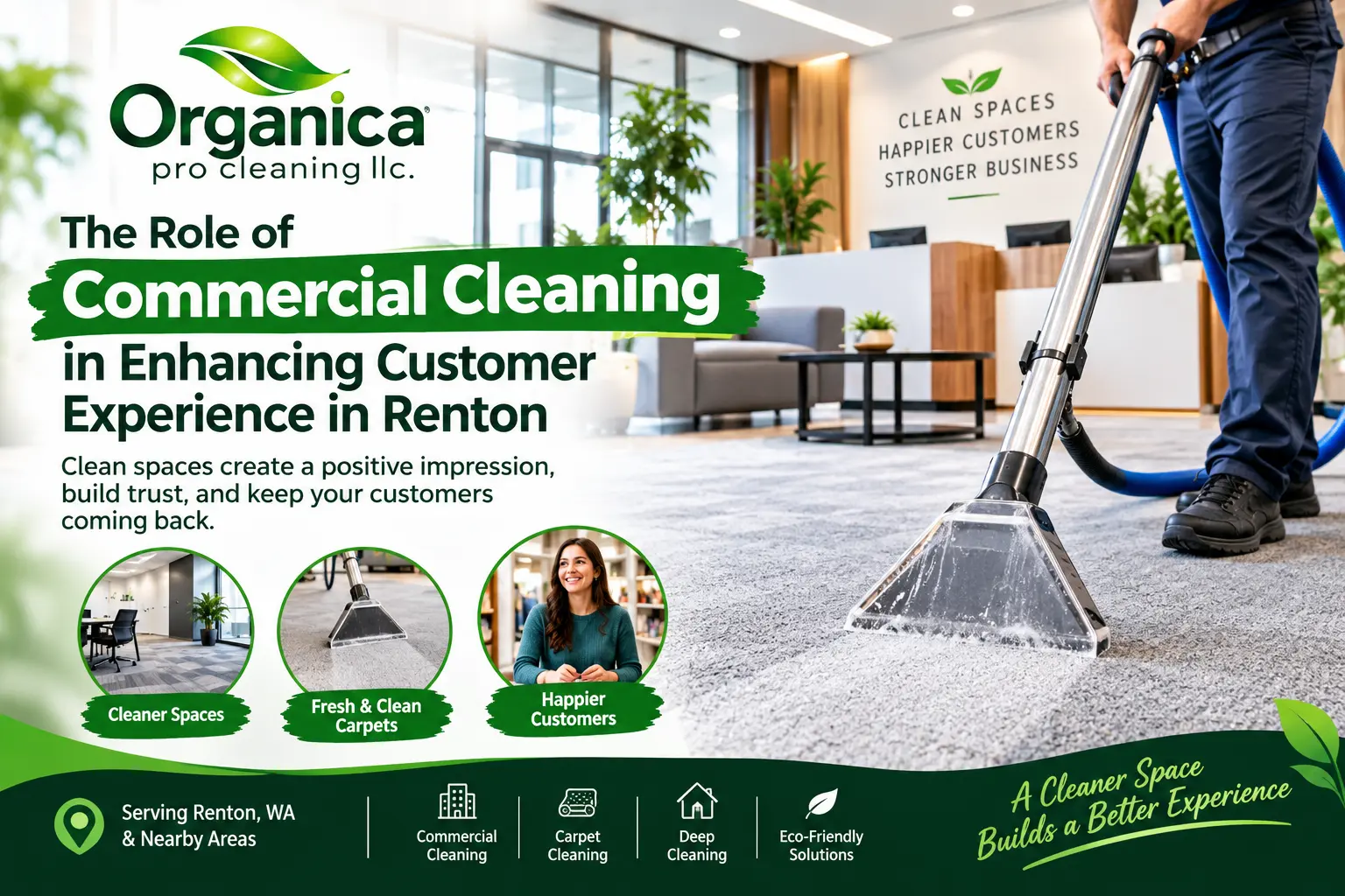 Retail storefront janitorial cleaning in Renton, WA
